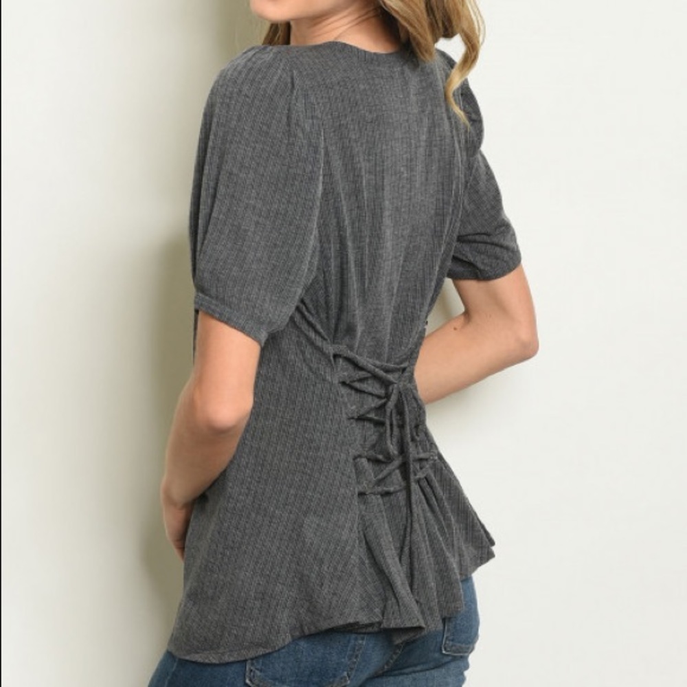 💕 Charcoal Laced Back Top - Picture 3 of 5